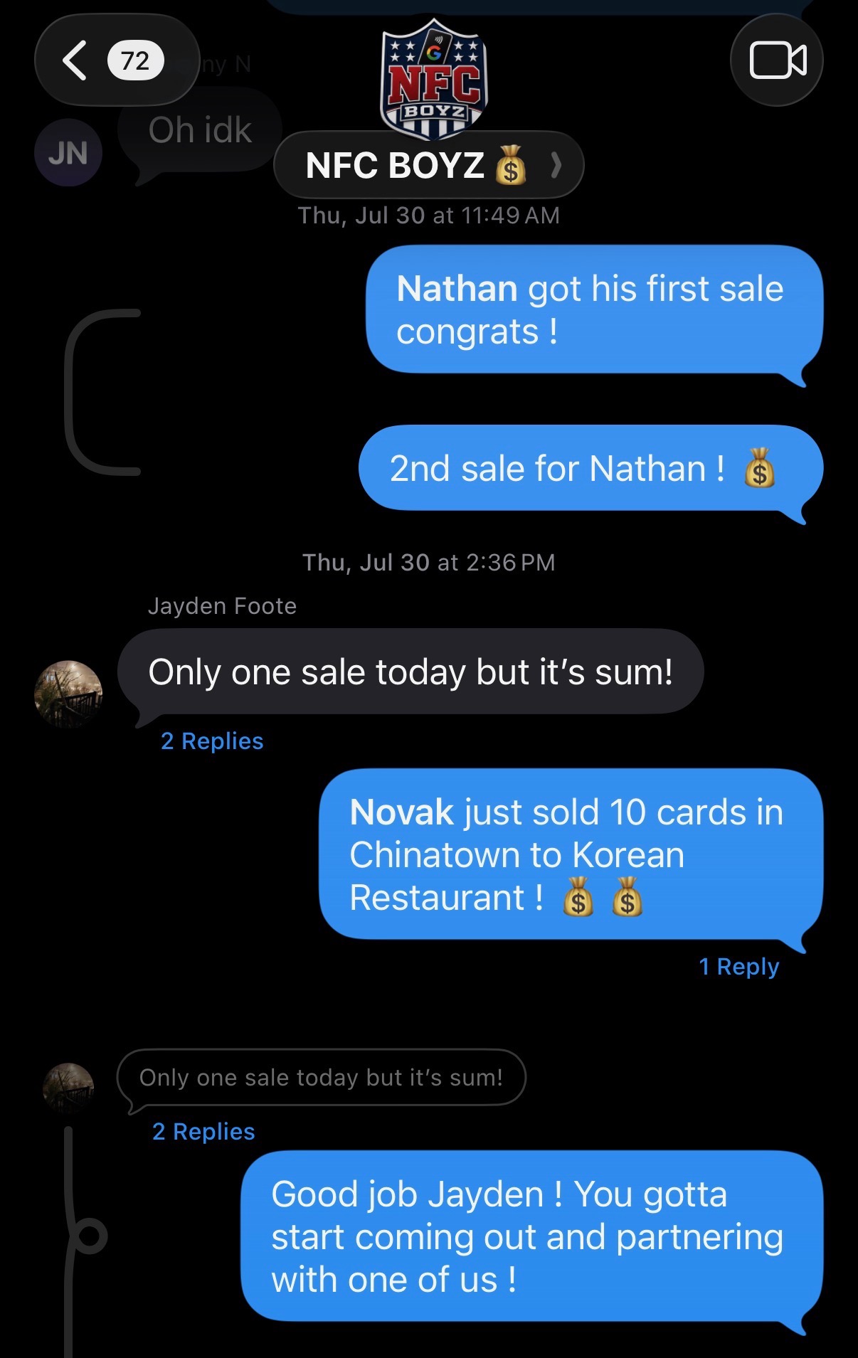 10 cards sold to one restaurant